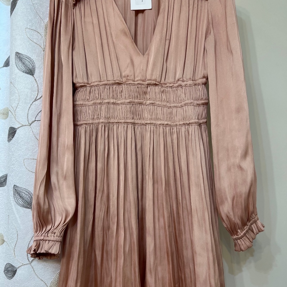 Reset by Jane light rose gold pink silky mini dress size M -  NWT